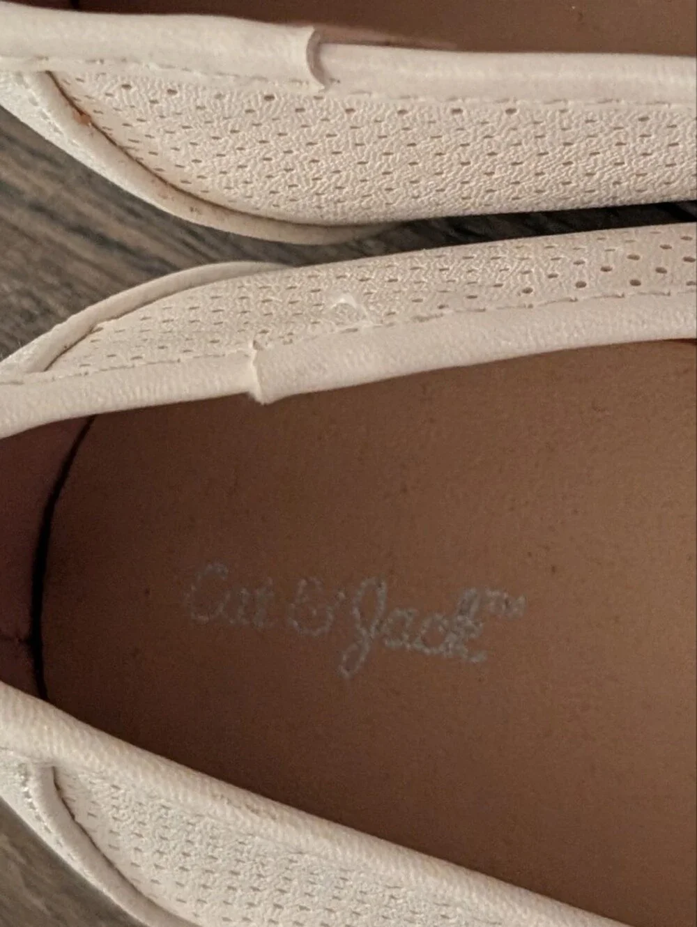 3/$16 Girl's Cat And Jack Cream Perforated Ballet Flats